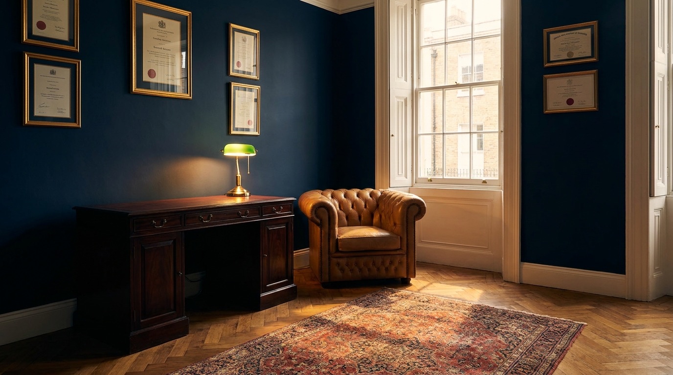 A private consulting room in a Georgian townhouse clinic