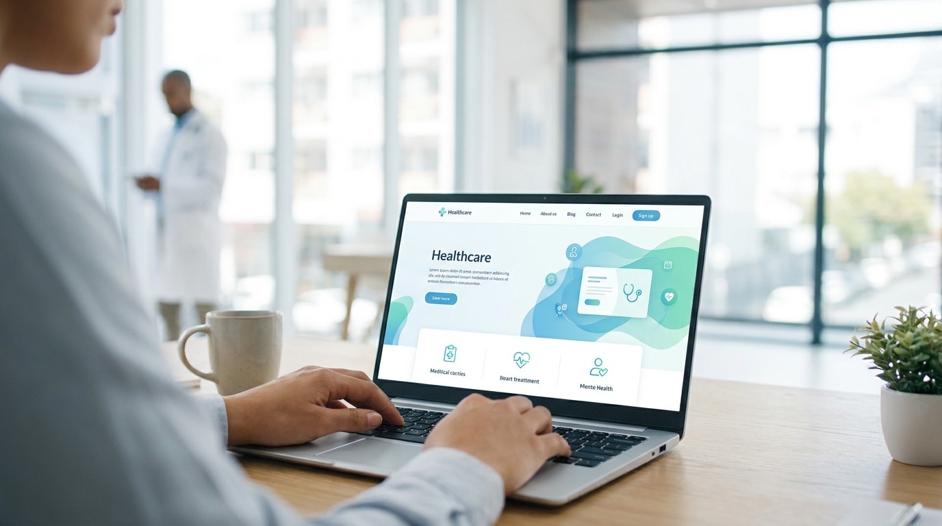 Laptop showing a clinic website draft